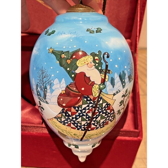 NeQwa Art Santa Ornament Christmas Glass Winter Signed Jim Shore 862 Vintage box - Picture 2 of 5